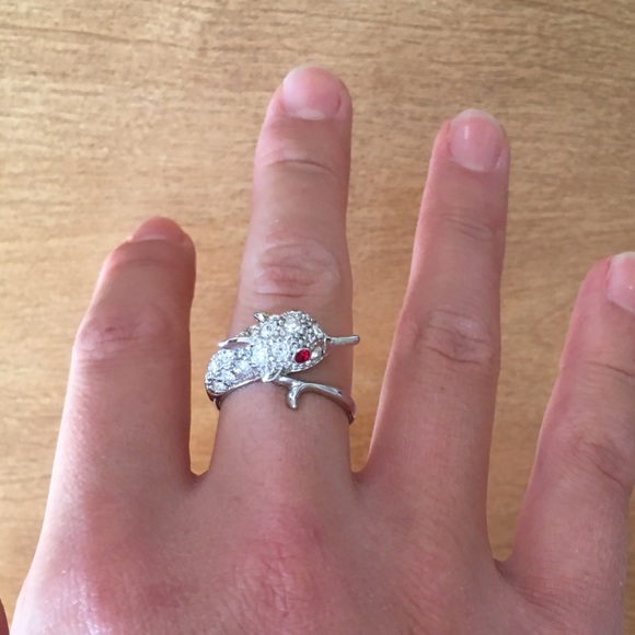 Silver bejeweled dolphin ring - Picture 3 of 4